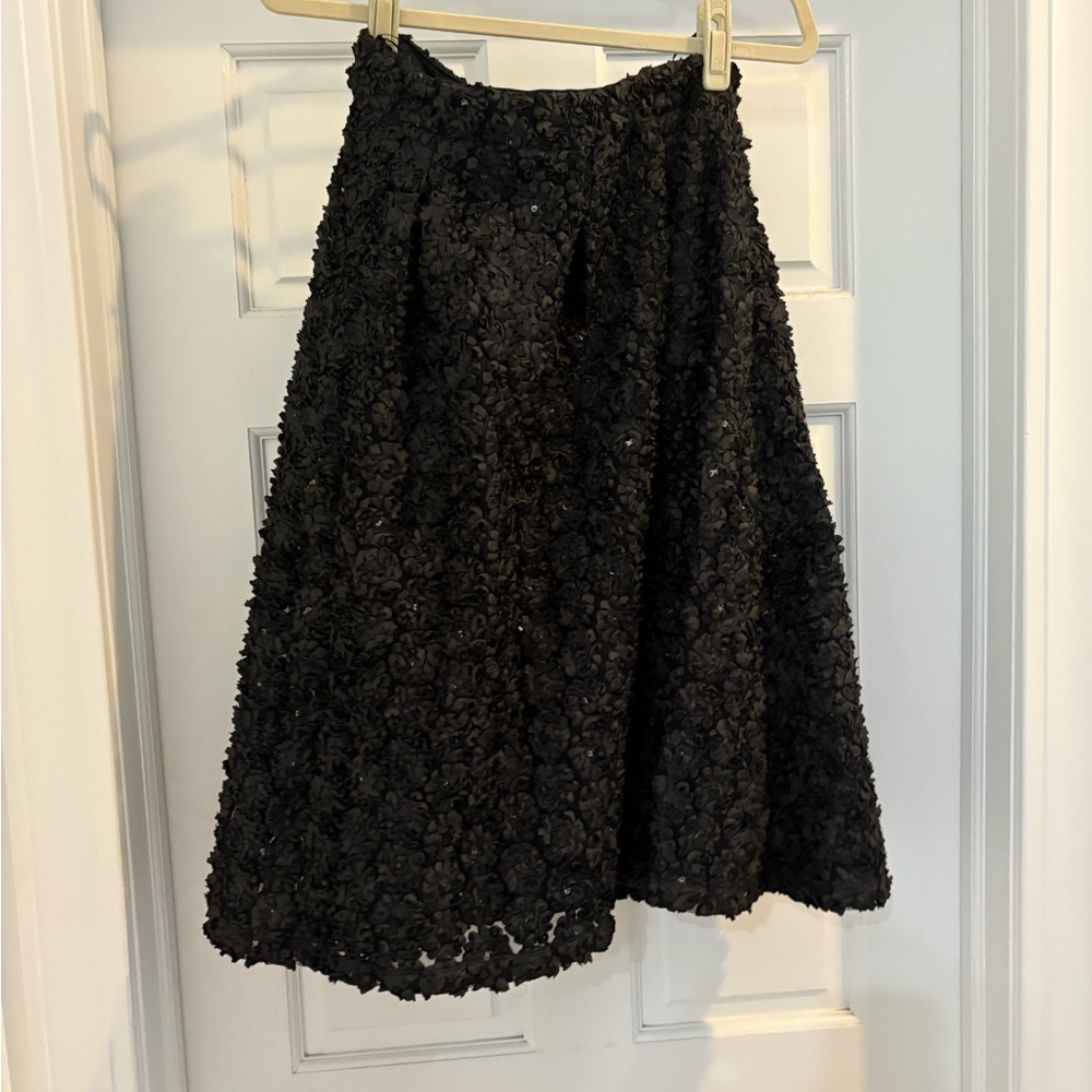 Topshop Black Textured A-Line Skirt